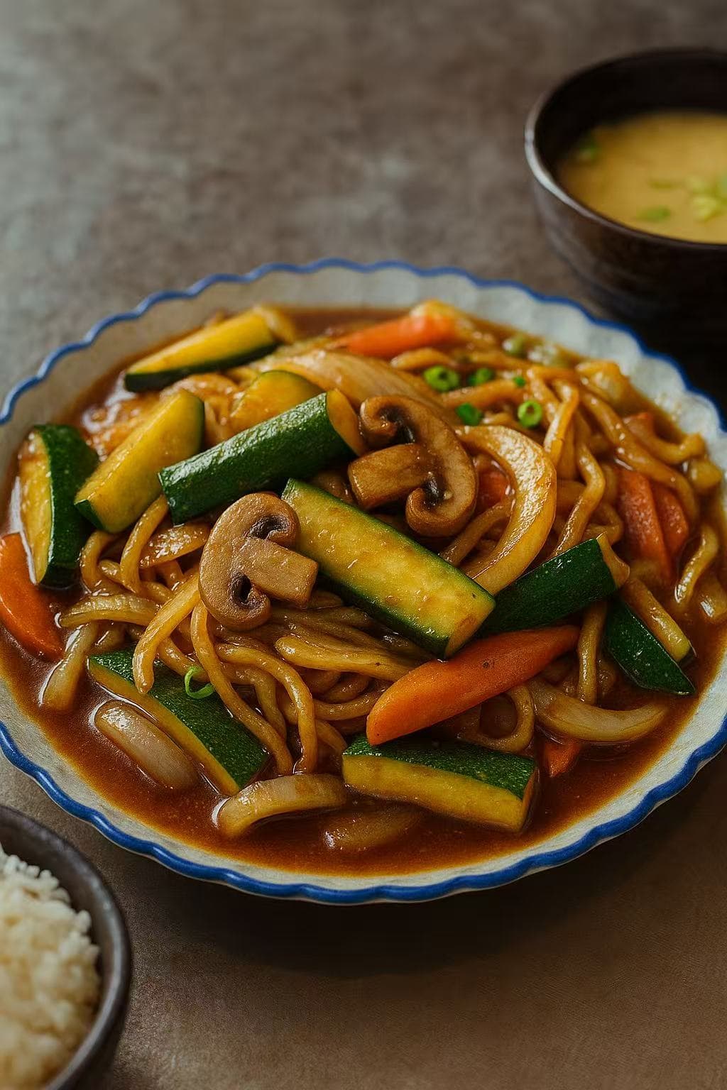 Teppanyaki noodles and vegetables